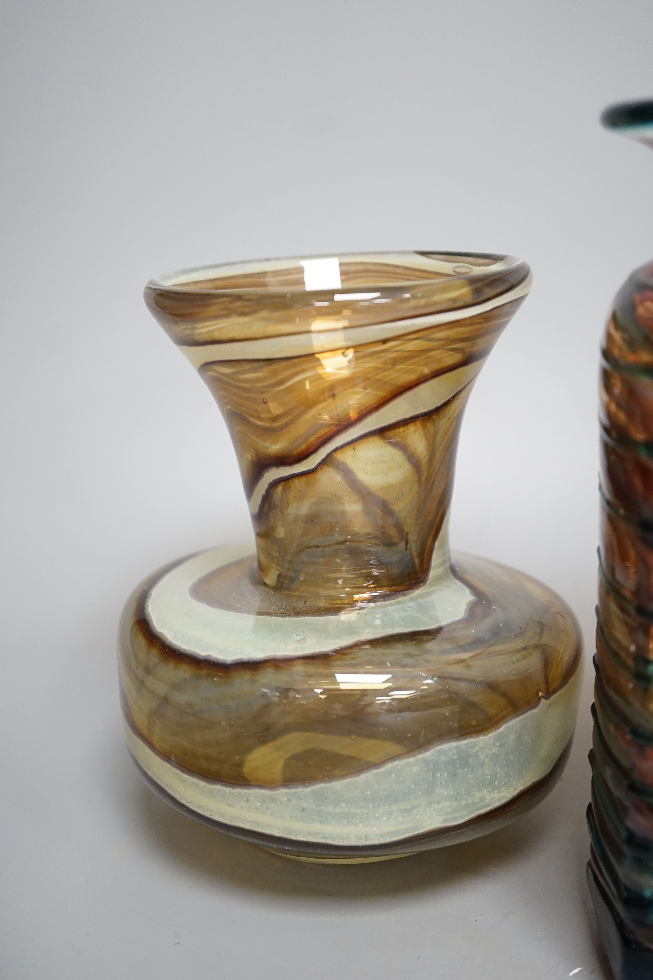 Five Medina art glass vases - tallest 20cm